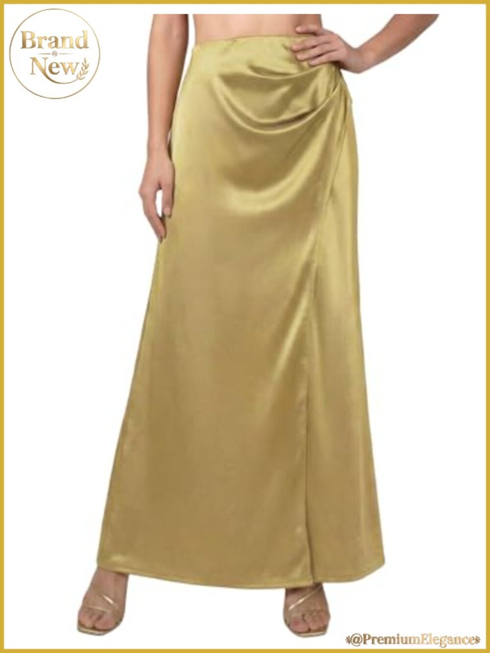 Silk Satin High Waisted Wrap Maxi Skirt Elegant Long Flowy Formal